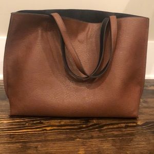 Brown/Black Reversible Faux Leather Bucket Purse